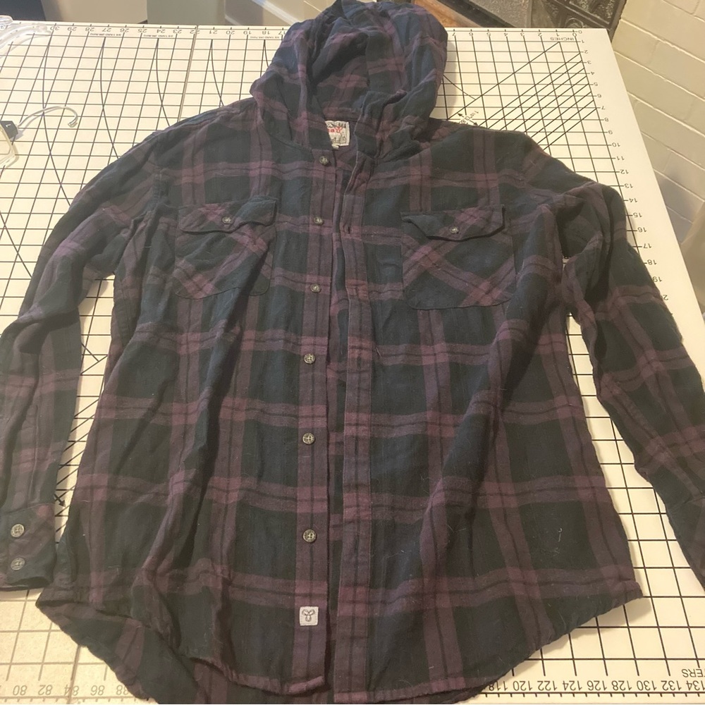 Plaid flannel hooded tunic